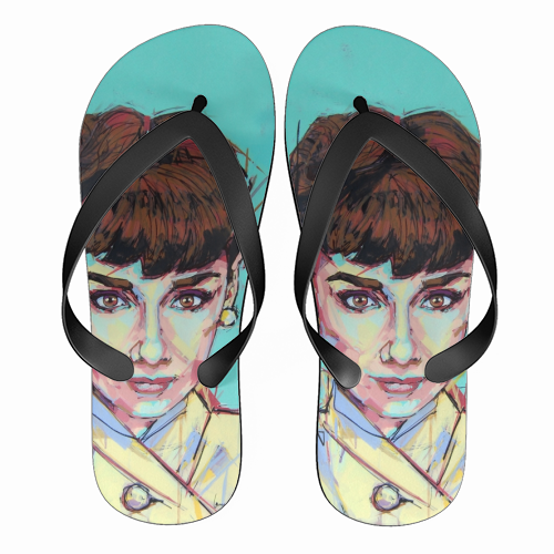 Audrey Gaze - funny flip flops by Laura Selevos