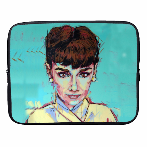 Audrey Gaze - designer laptop sleeve by Laura Selevos