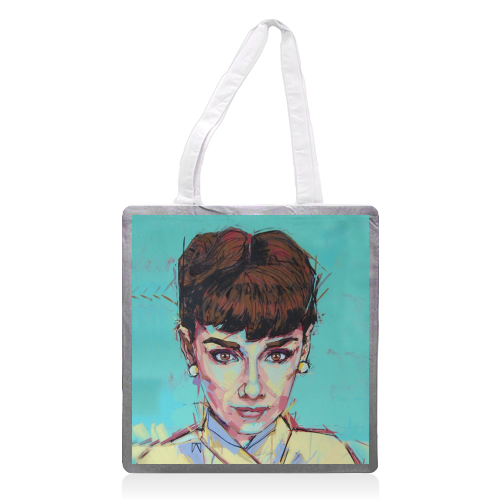 Audrey Gaze - printed tote bag by Laura Selevos