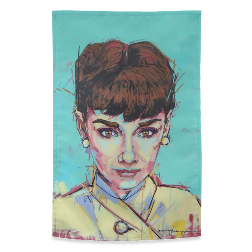 Audrey Gaze - funny tea towel by Laura Selevos