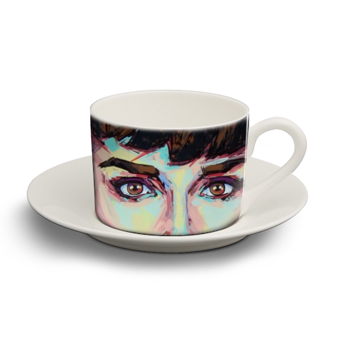 Audrey Gaze - personalised cup and saucer by Laura Selevos