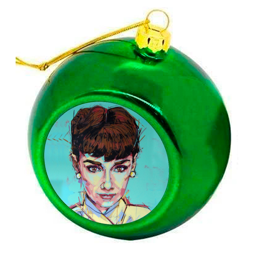 Audrey Gaze - colourful christmas bauble by Laura Selevos