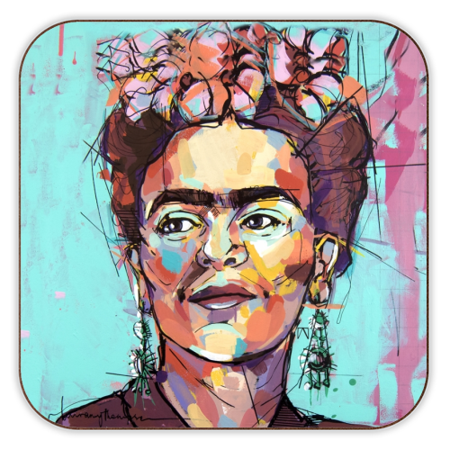 Sassy Frida - personalised beer coaster by Laura Selevos
