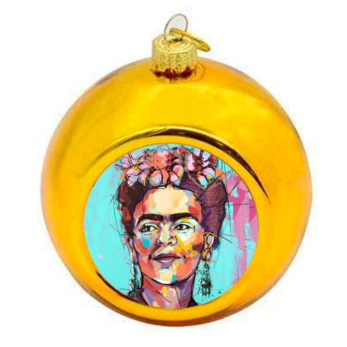 Sassy Frida - colourful christmas bauble by Laura Selevos