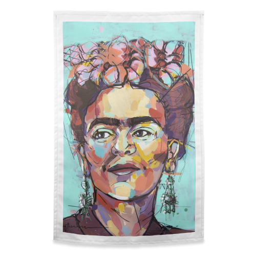 Sassy Frida - funny tea towel by Laura Selevos