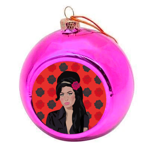 Amy Winehouse - colourful christmas bauble by SABI KOZ