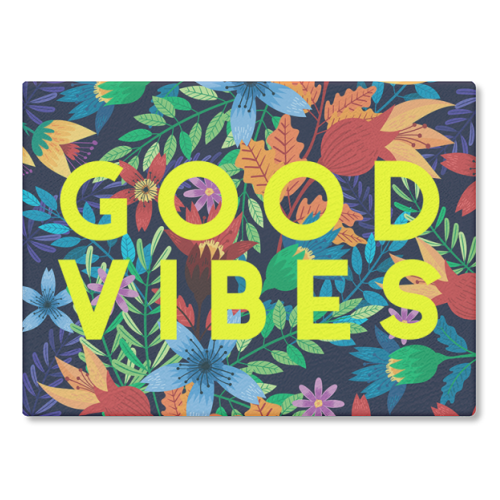 Good Vibes Flowers - glass chopping board by The 13 Prints