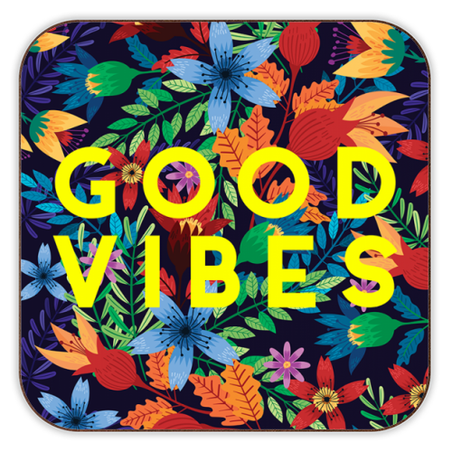 Good Vibes Flowers - personalised beer coaster by The 13 Prints