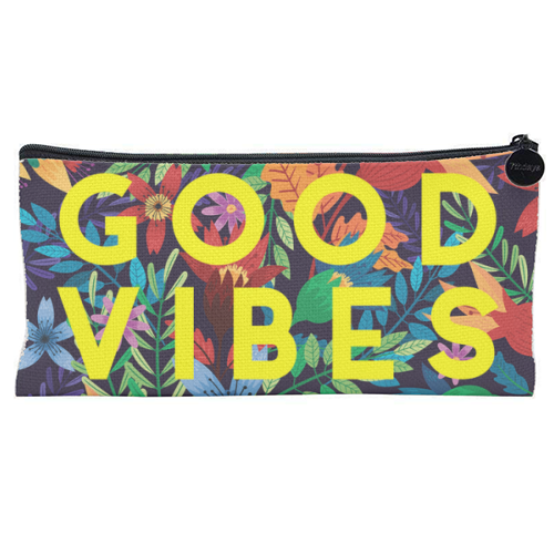 Good Vibes Flowers - flat pencil case by The 13 Prints