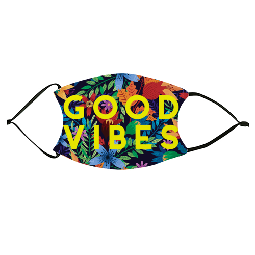 Good Vibes Flowers - face cover mask by The 13 Prints