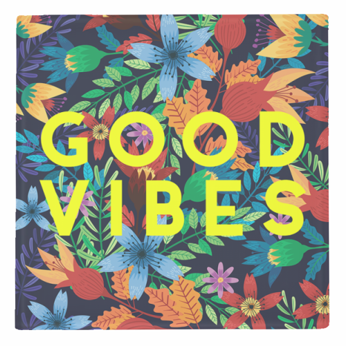 Good Vibes Flowers - personalised beer coaster by The 13 Prints