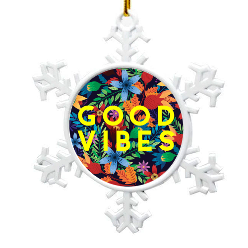 Good Vibes Flowers - snowflake decoration by The 13 Prints