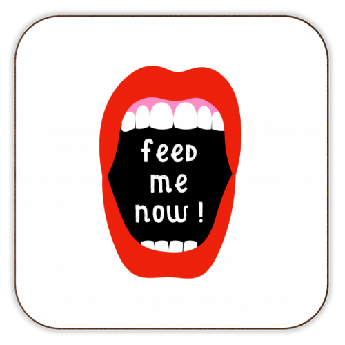 Feed Me Now ! - personalised beer coaster by Adam Regester