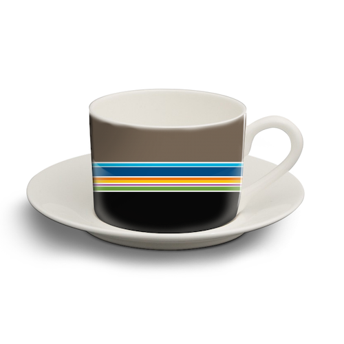 Stripes on the horizon - personalised cup and saucer by deborah Withey