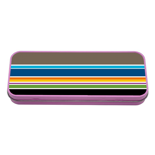 Stripes on the horizon - tin pencil case by deborah Withey