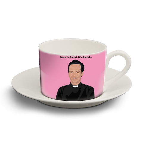 Fleabag - Hot Priest - Love is awful - personalised cup and saucer by SABI KOZ