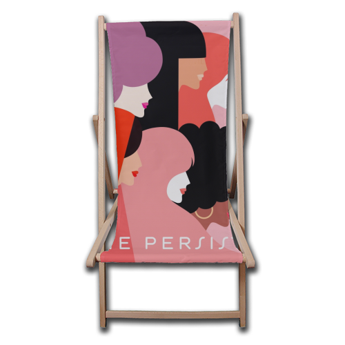 Girl Power 'We Persist' Coral - canvas deck chair by Dominique Vari