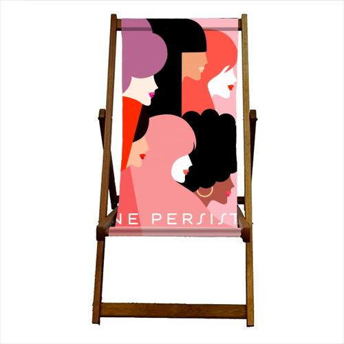 Girl Power 'We Persist' Coral - canvas deck chair by Dominique Vari
