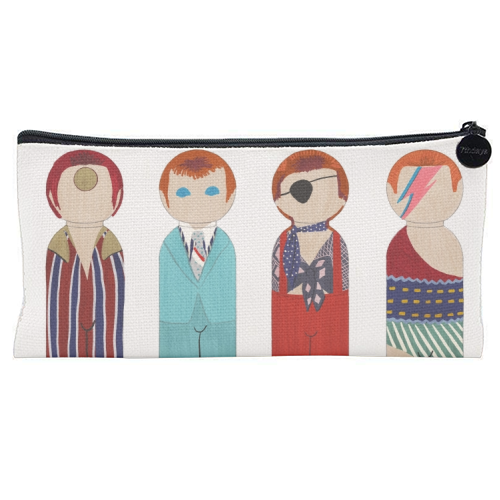 The Many Faces of David Bowie - flat pencil case by Sarah Wilkinson