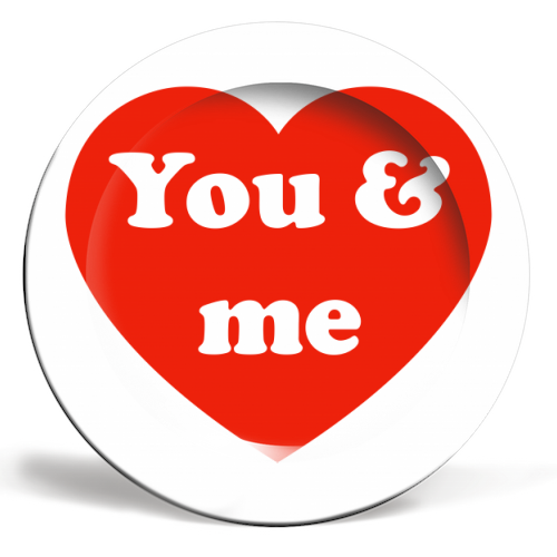 I Love You & Me - ceramic dinner plate by Adam Regester