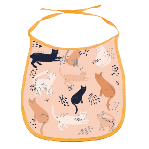 Cats in pink - funny baby bib by Michelle Walker