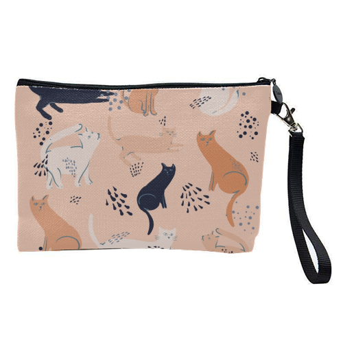 Cats in pink - pretty makeup bag by Michelle Walker