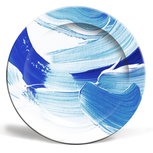 Classic Blue Brush Stroke #pantone2020 - ceramic dinner plate by Dominique Vari