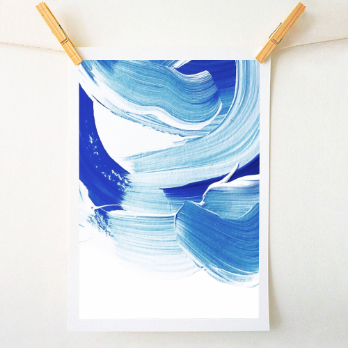 Classic Blue Brush Stroke #pantone2020 - A1 - A4 art print by Dominique Vari