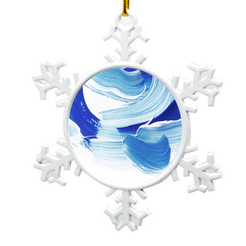 Classic Blue Brush Stroke #pantone2020 - snowflake decoration by Dominique Vari
