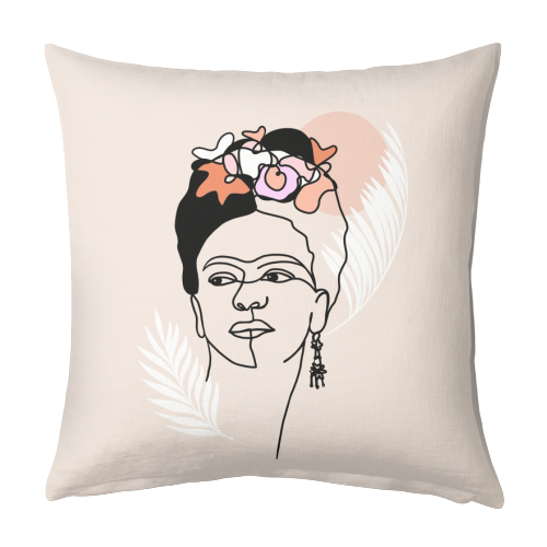 Frida Kahlo Portrait - Brave and Strong - designed cushion by Dominique Vari