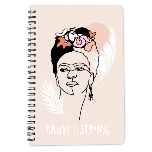 Frida Kahlo Portrait - Brave and Strong - personalised A4, A5, A6 notebook by Dominique Vari