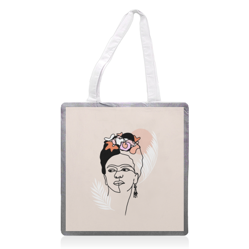 Frida Kahlo Portrait - Brave and Strong - printed tote bag by Dominique Vari