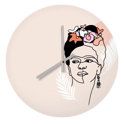 Frida Kahlo Portrait - Brave and Strong - quirky wall clock by Dominique Vari