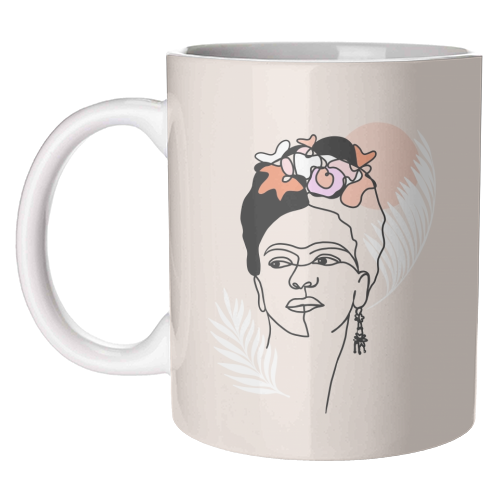 Frida Kahlo Portrait - Brave and Strong - unique mug by Dominique Vari