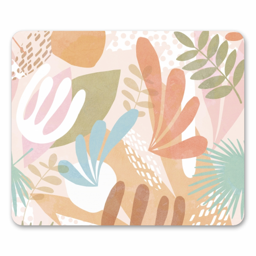 "Tropical Boho Jungle Pattern 1 Peach, Pink, turquoise" - funny mouse mat by Dominique Vari