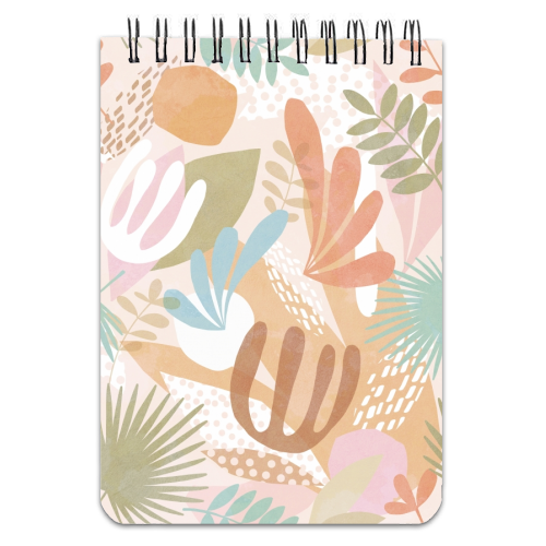 "Tropical Boho Jungle Pattern 1 Peach, Pink, turquoise" - personalised A4, A5, A6 notebook by Dominique Vari