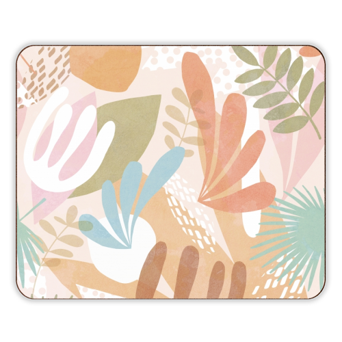 "Tropical Boho Jungle Pattern 1 Peach, Pink, turquoise" - designer placemat by Dominique Vari