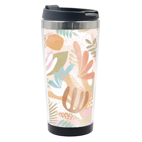"Tropical Boho Jungle Pattern 1 Peach, Pink, turquoise" - photo water bottle by Dominique Vari