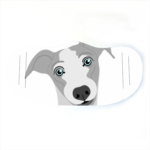 Illustrative Whippet Dog Portrait - face cover mask by Adam Regester