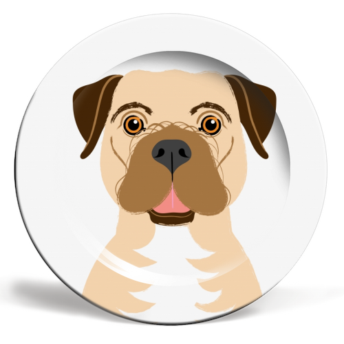 Border Terrier Dog Illustrative Portrait - ceramic dinner plate by Adam Regester