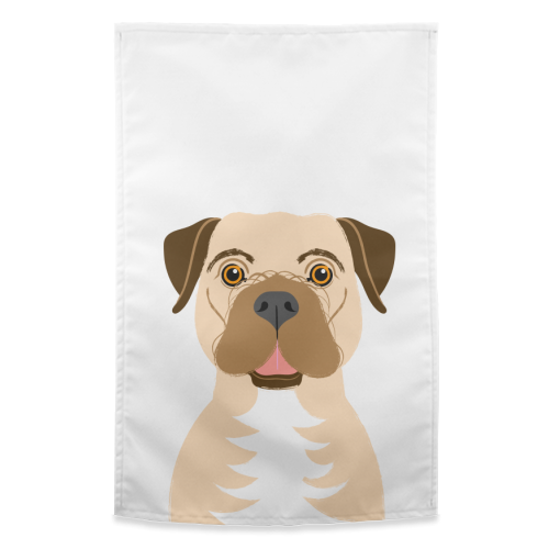 Border Terrier Dog Illustrative Portrait - funny tea towel by Adam Regester