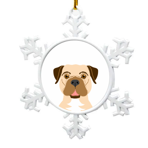 Border Terrier Dog Illustrative Portrait - snowflake decoration by Adam Regester