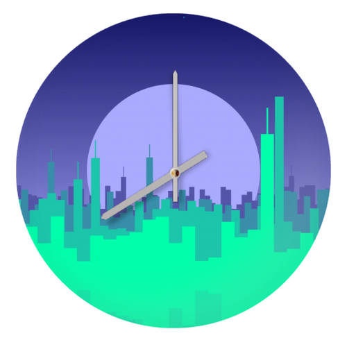 Vibrant Cityscape - quirky wall clock by Kaleiope Studio