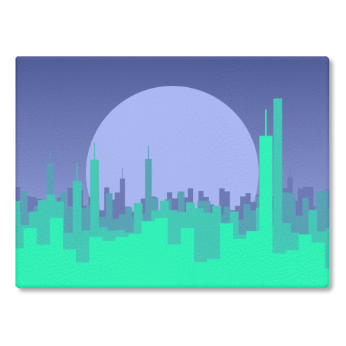 Vibrant Cityscape - glass chopping board by Kaleiope Studio
