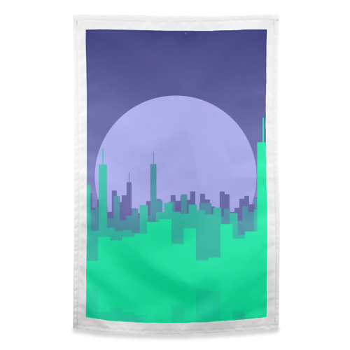 Vibrant Cityscape - funny tea towel by Kaleiope Studio