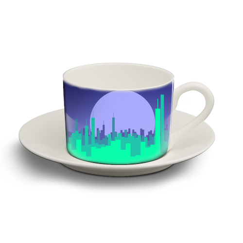 Vibrant Cityscape - personalised cup and saucer by Kaleiope Studio
