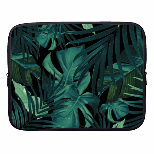 Tropical Jungle Night Leaves Pattern #1 #tropical #decor #art - designer laptop sleeve by Anita Bella Jantz