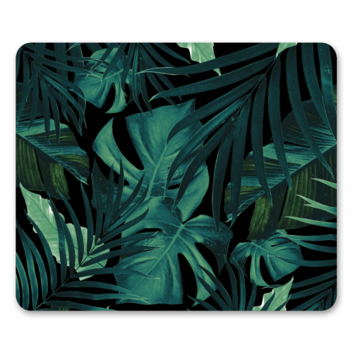 Tropical Jungle Night Leaves Pattern #1 #tropical #decor #art - funny mouse mat by Anita Bella Jantz