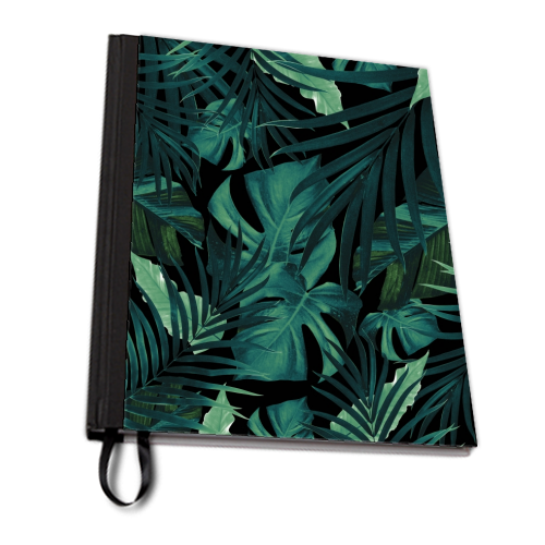 Tropical Jungle Night Leaves Pattern #1 #tropical #decor #art - personalised A4, A5, A6 notebook by Anita Bella Jantz