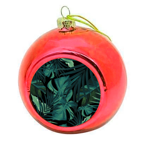 Tropical Jungle Night Leaves Pattern #1 #tropical #decor #art - colourful christmas bauble by Anita Bella Jantz